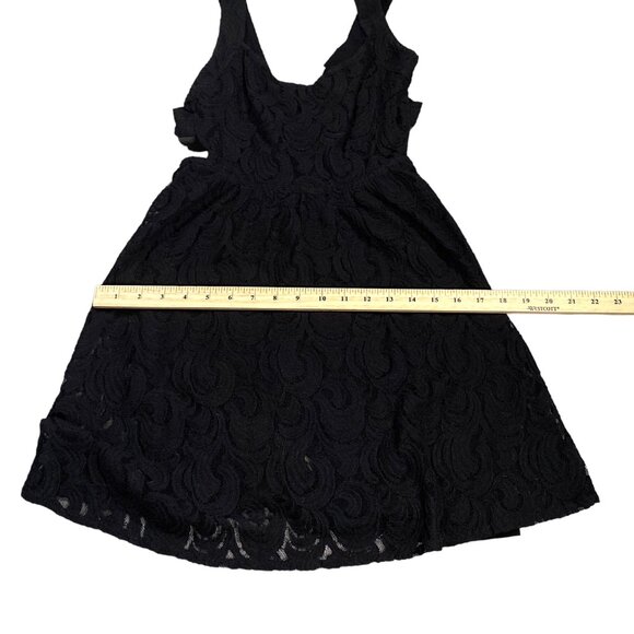 Free People Dress Womens 6 Black Lace V Back Sleeveless Mini TURN TIME BACK Y2K - Picture 8 of 16